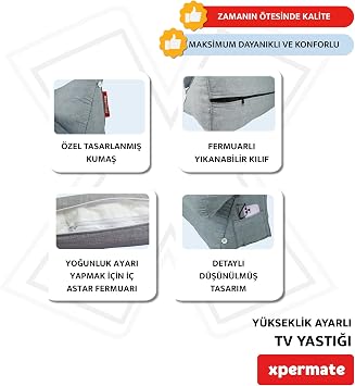 Sırt Destek Yastığı - Bel, Boyun Destekli Yastık TV Yastığı Okuma Yastığı Ameliyat Sonrası (Antrasit)