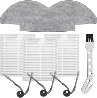 10 Pcs Replacement Parts For Roborock Q7 M5, Q7 L5/L5+ Plus Robot Vacuum Cleaner - Accessories Kit Include 3 x Filters, 3 x Side Brush, 3 x Mop Pads,1 Cleaning Tool