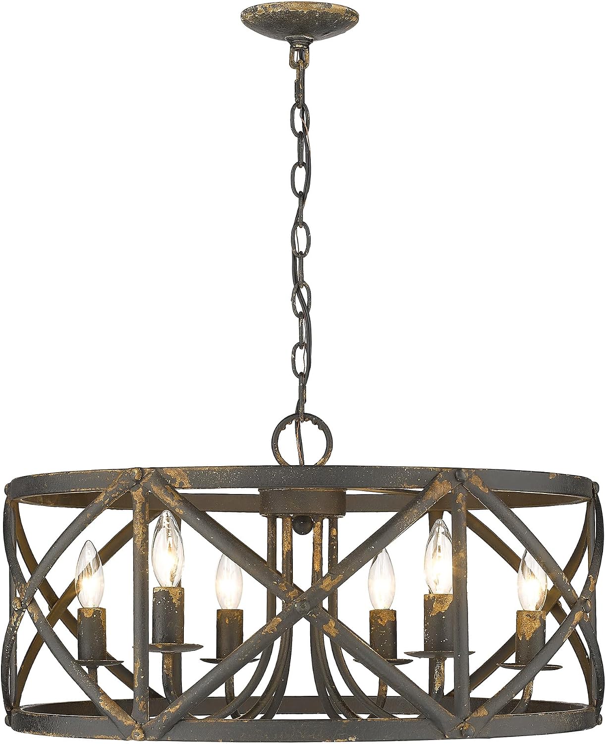 Golden Lighting Alcott 6-Light Chandelier in Antique Black Iron