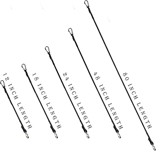 Miniatura 2 de Cuerdas elásticas con ganchos, cuerda elástica ligera (24 pulgadas x 4 unidades, negro)