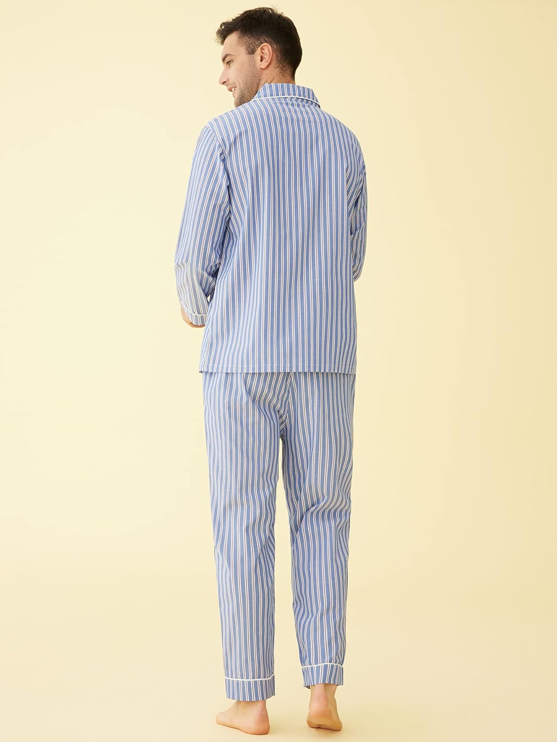 Latuza Men's Lightweight Cotton Pajamas Long Sleeves Shirt Pants Set