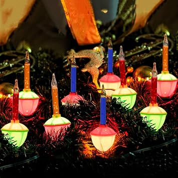 SUNSGNE Christmas Bubble Lights, 8.8Ft Vintage Bubble Lights with 10 Multicolor Bubble Bulbs1 Spare for Holiday Christmas Tree Lighting, E12 Base, Green Wire
