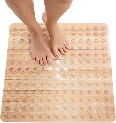 Miniatura 9 de ENKOSI Alfombrilla de ducha antideslizante cuadrada - 21x21 púrpura claro, ideal para personas mayores - Antideslizante, sin deslizamiento Morado
