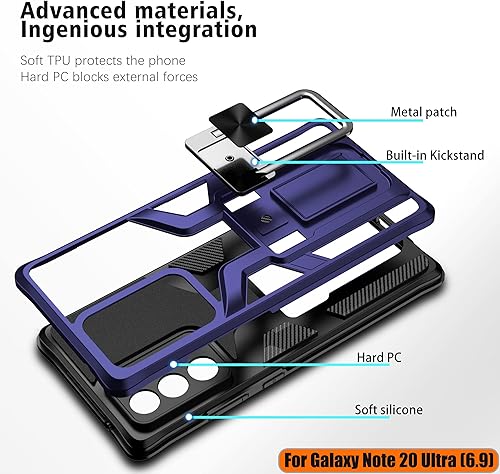 Miniatura 3 de LMDAMZ Funda compatible con Samsung Galaxy Note 20 ultra resistente, grado militar, a prueba de golpes, doble protección (TPU+PC), funda magnética