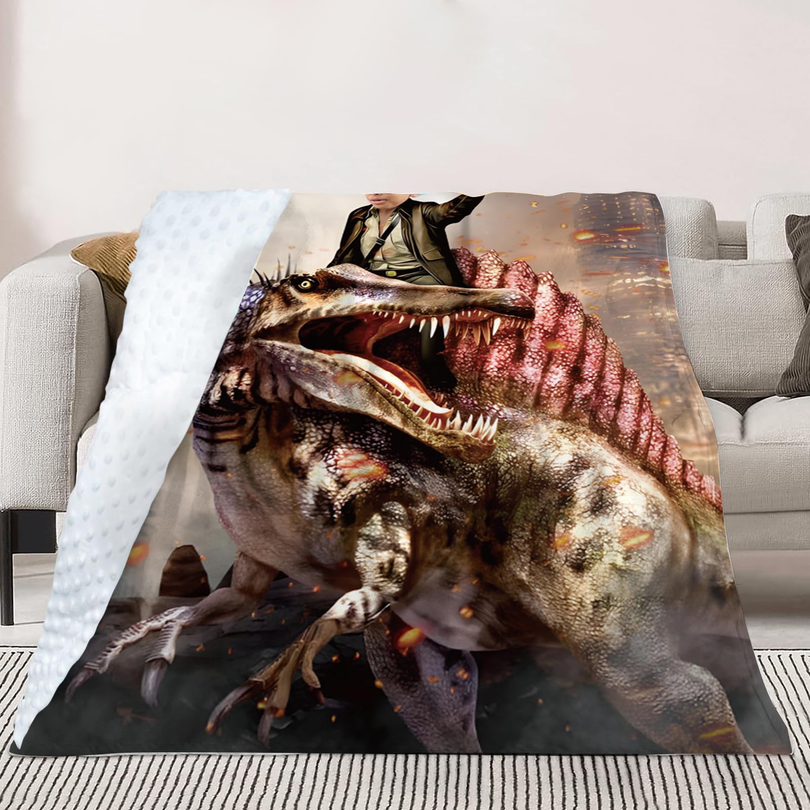Manta de fotos personalizada, diseños de dinosaurios con imagen personalizable, manta de franela suave con respaldo de puntos de doble capa para bebés, niños, adolescentes, niños, niñas,