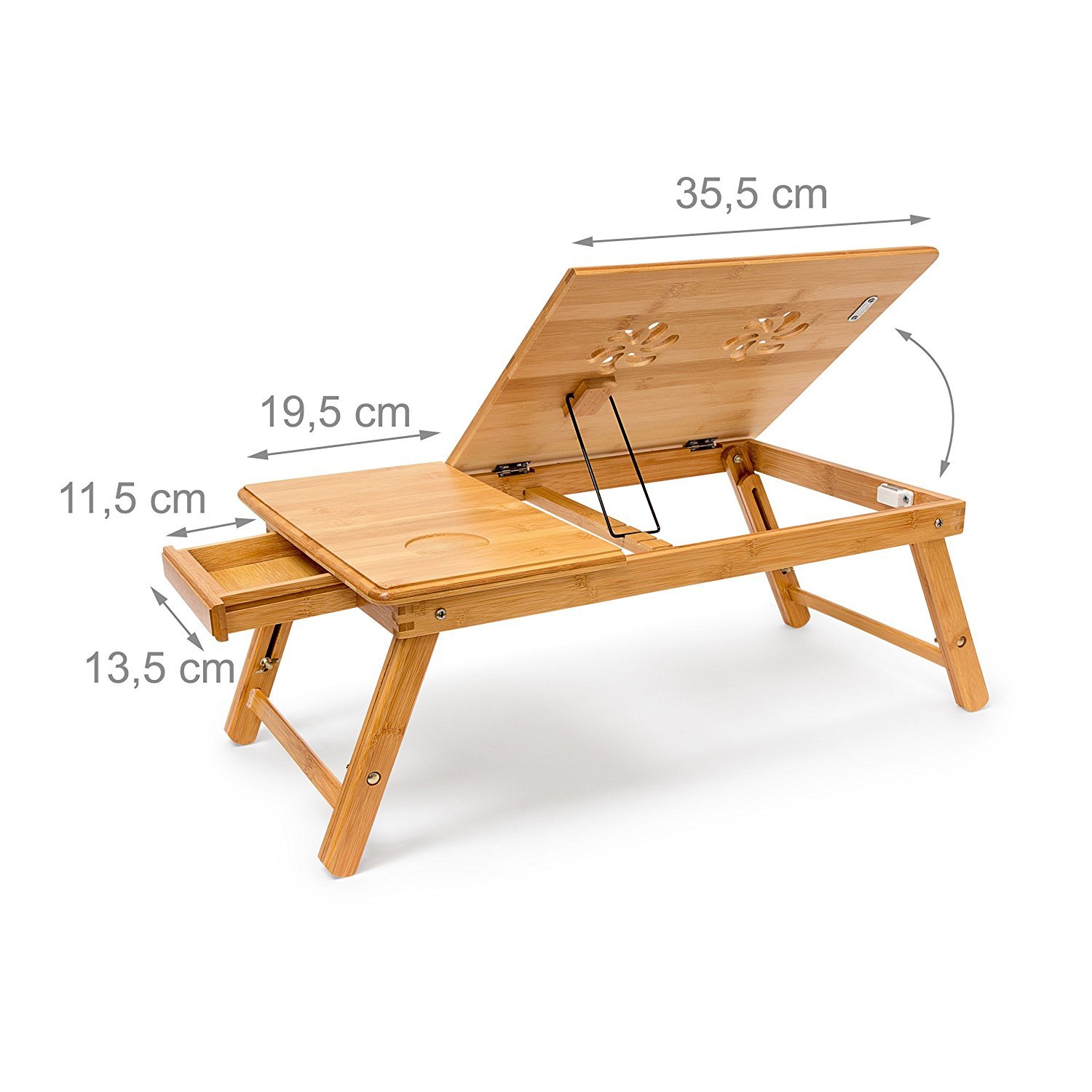 BAKAJI Tavolino Vassoio Colazione da Letto in bamboo, Con gambe pieghevoli ideale per Divano Porta Notebook Pc (60 x 30 x 25 cm)