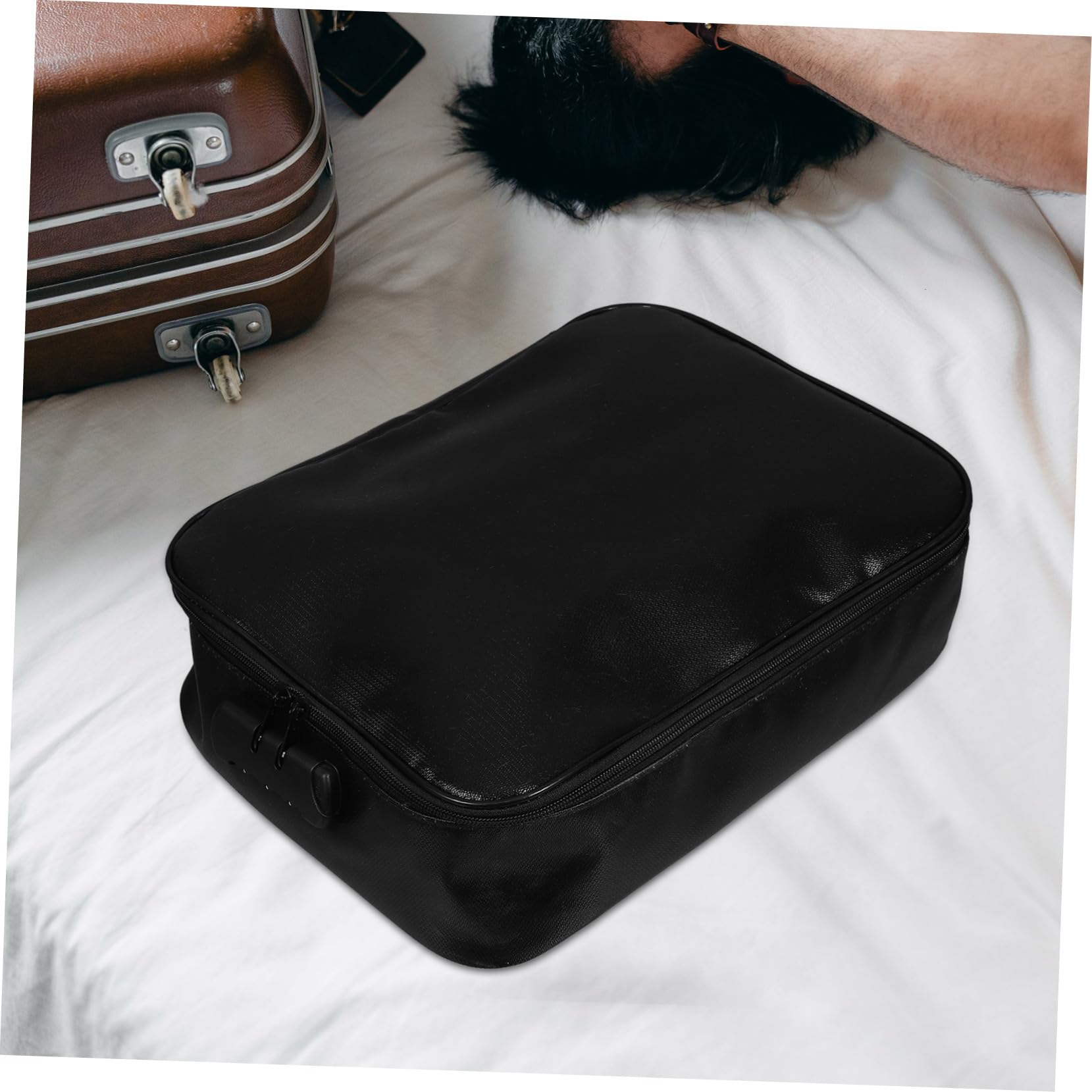 Sacchetto Ignifugo per Documenti Multi Strato in Fibra Nera | Uso Viaggio e Quotidiano, Design Elegante e Resistente, Organizer Portatile Chiusura Sicura