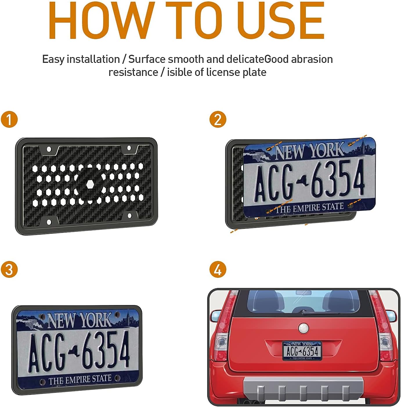 MENEONE Silicone License Plate Frames, 2 Pack Black Car License Plate Covers, Front & Back Car License Plate Holder, Rust-Proof Rattle-Proof Weather-Proof with Easy Installation Kits