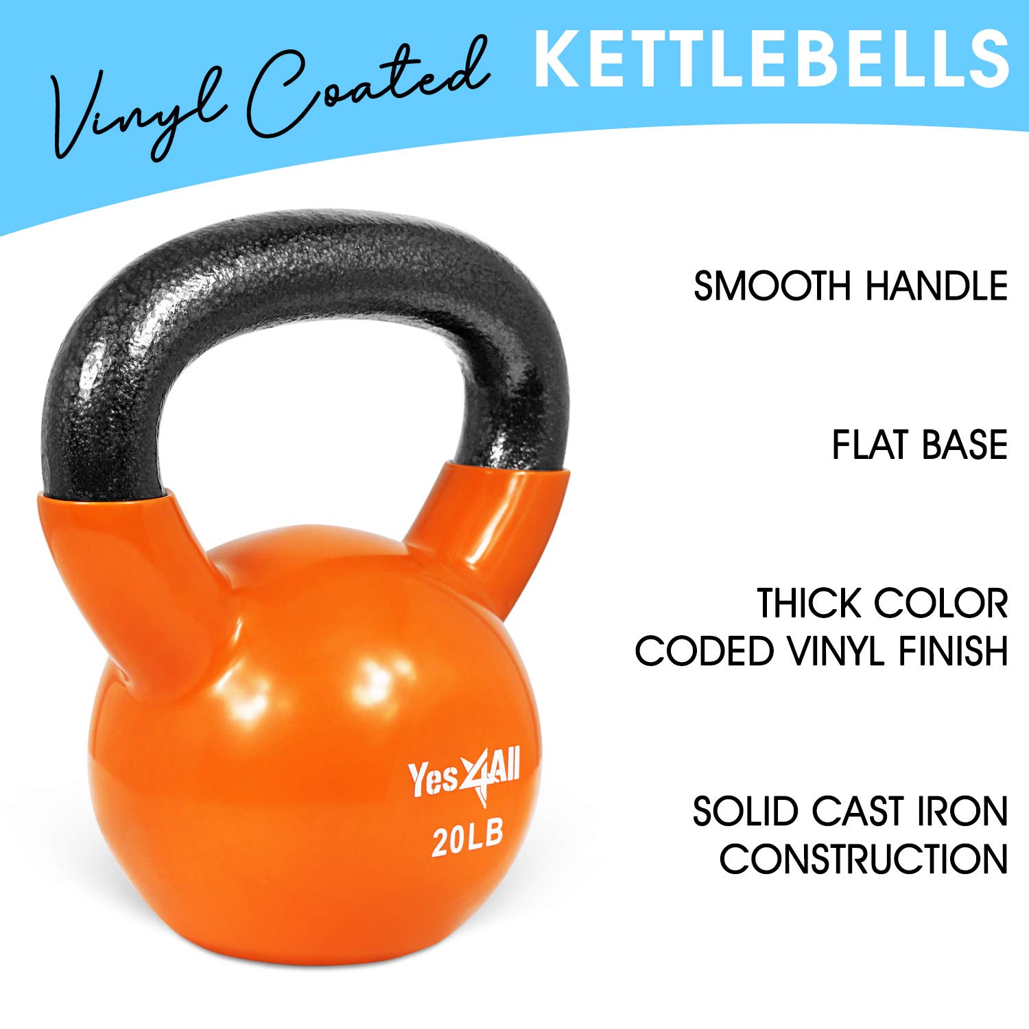 Yes4All Kettlebell in ghisa rivestita in vinile