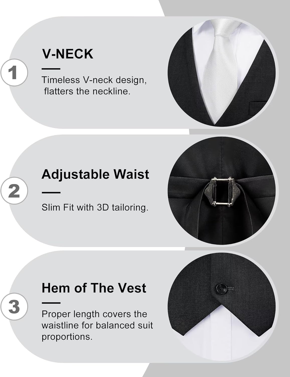 Wehilion Men's Suits 2 Pieces, Vest Pants Set for Men, V-Neck Slim Fit Casual Suit Waistcoat