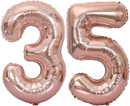 Globos grandes de 40 pulgadas con el número 35, globos de helio de aluminio gigantes para bodas, fiestas de cumpleaños, festivales, suministros de