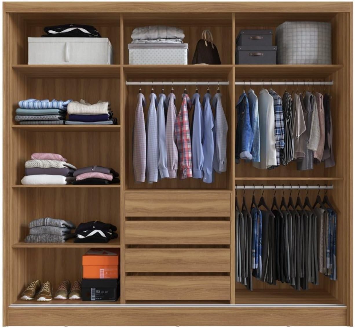 Front view of the MadeiraMadeira London Yescasa 3-Door Wardrobe with closed doors, showcasing its Amendola Touch and Off White finish.