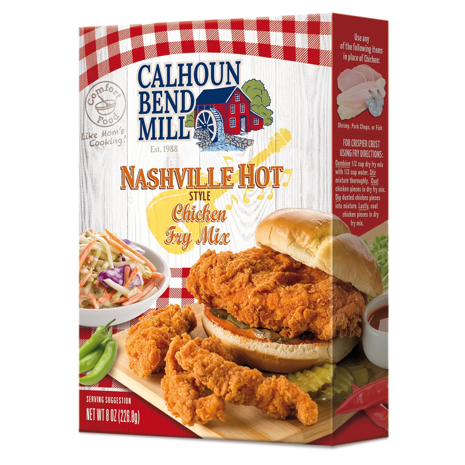 Calhoun Bend Mill Nashville Hot Style Crispy Fry Mix, Spicy Southern Seasoning for Perfect Chicken Tenders & Sandwiches, Fiery Flavor, Ideal for Air Fryer or Deep, 8 oz
