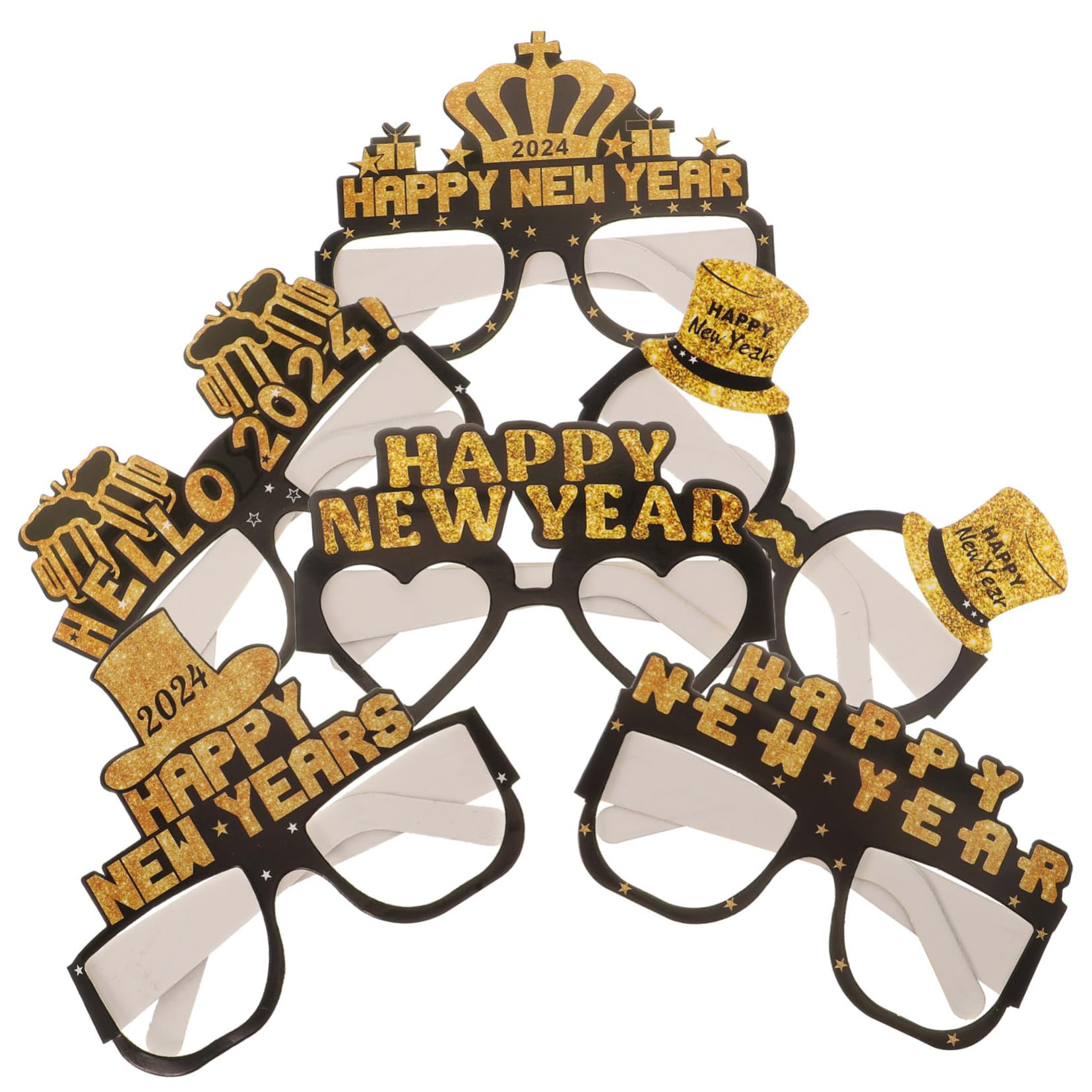 OKUMEYR 6pcs 2024 New Year's Party Glasses Fun Comfortable Eyewear for Adult Teenage Decorations