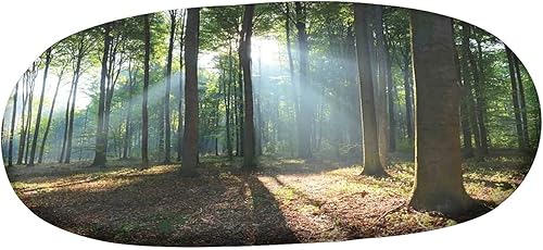 Miniatura 10 de XISUNYA Mantel ajustable ovalado, decoración de bosque, funda de poliéster elástico, bosque de cuento de hadas por la noche con flores y estrellas,