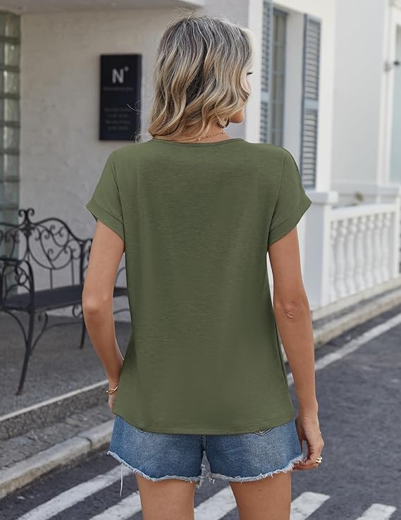 Zeagoo T-shirt dames zomer kant bovenstuk ronde hals basic shirt blouse korte mouwen elegant voor vrouwen, zwart, L