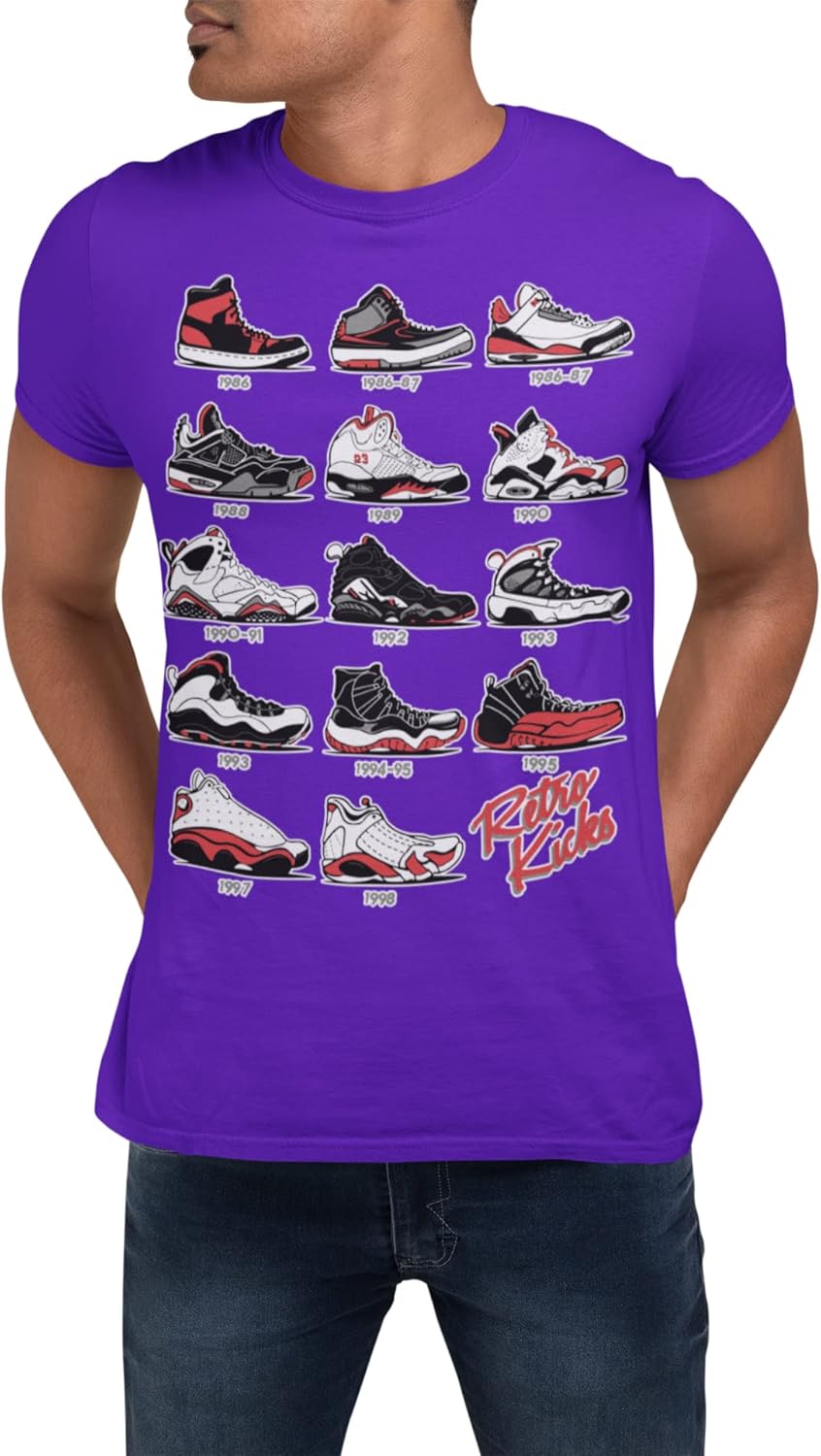 J's Retro Sneakers Image T Shirt to Match Js, Artwork Takes cues from Jordans Inspired colorways 1 2 3 4 5 6 11 12 13