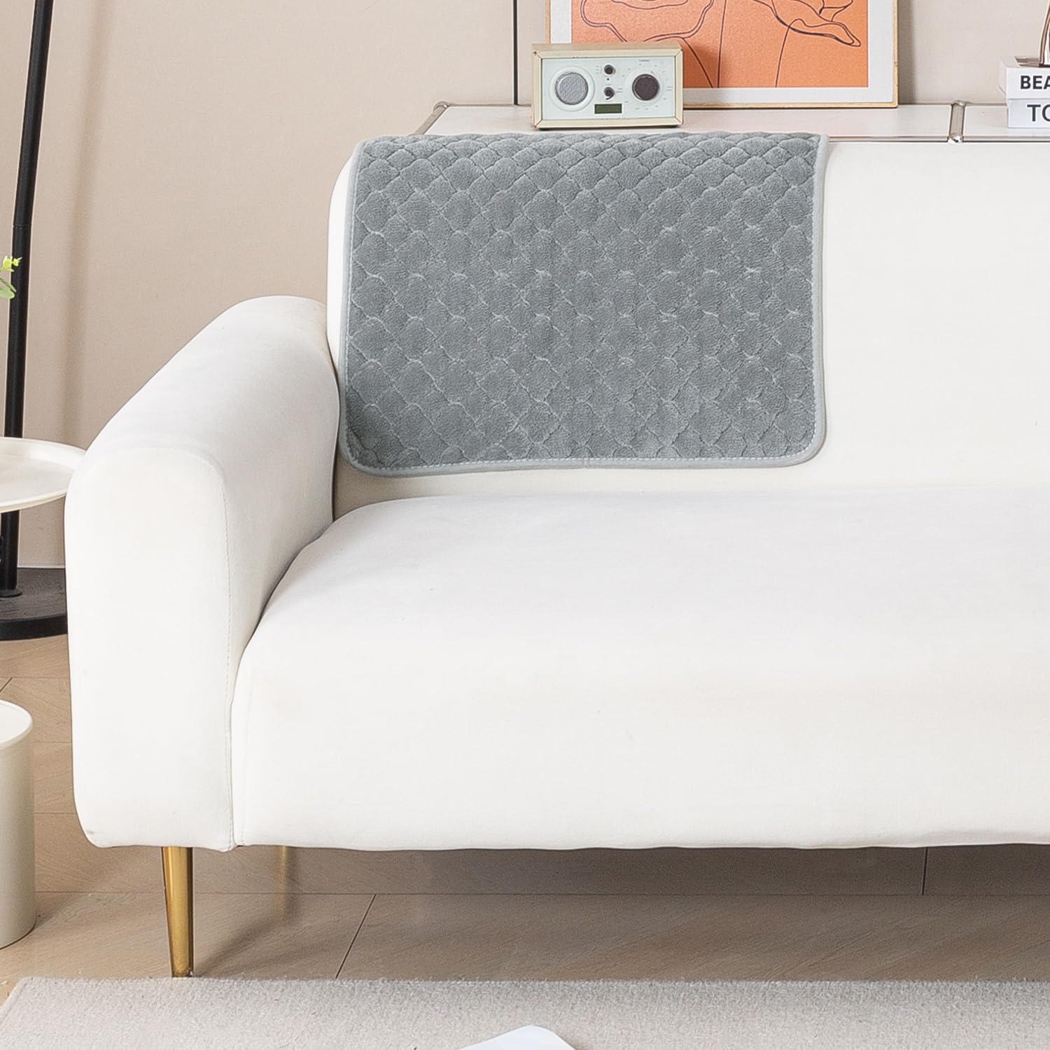 HOKIPO 'Diamond Plush' Premium Sofa Backrest Cover Mat 55x80 cm with Anti-Slip Backing | 1 Pc - Grey (AR-6277-GRY)-image-48