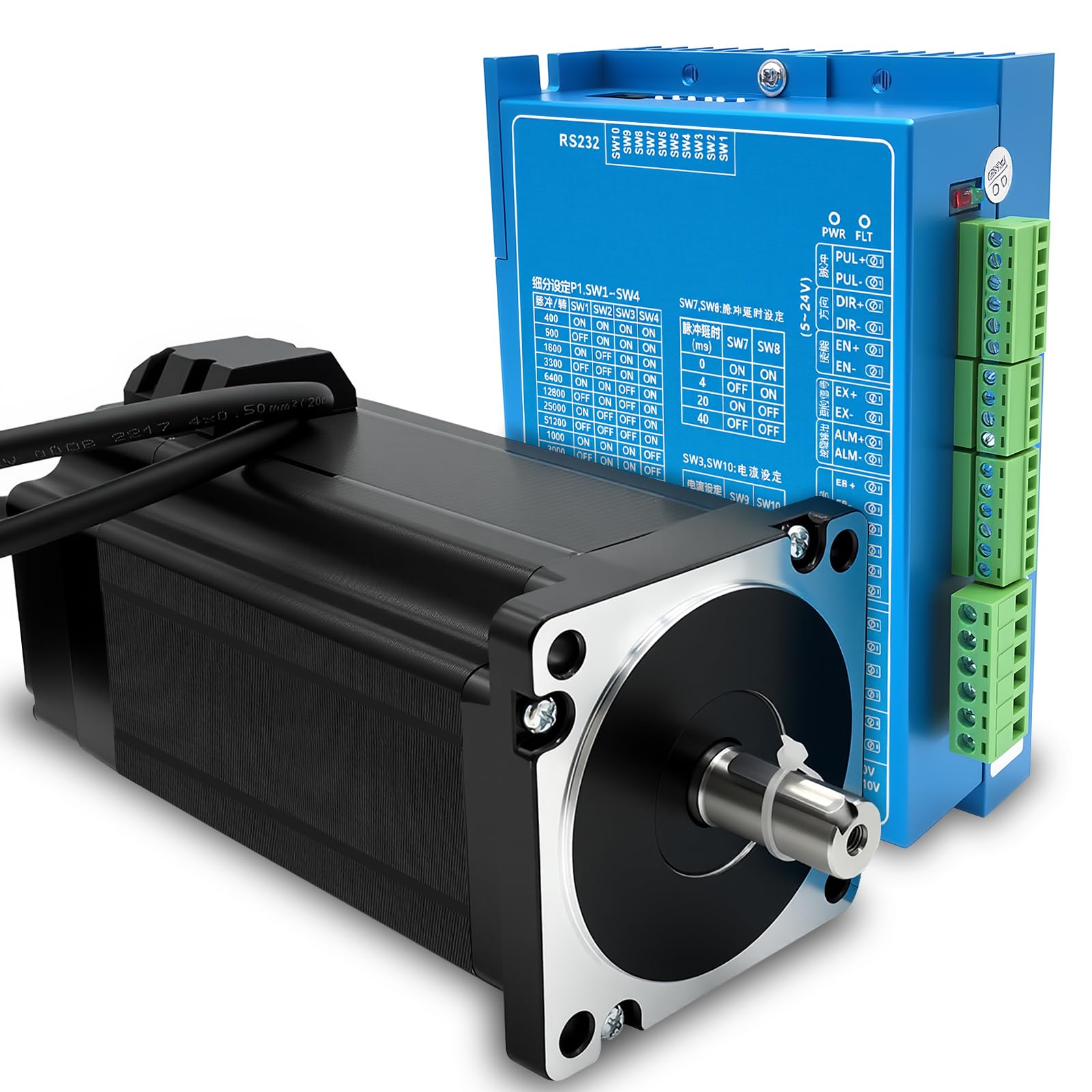 1 Achsen NEMA34 Closed Loop Schrittmotor Bausatz 12 Nm 6A 2-Phasen 1000PPR Hochdrehmoment Servomotor mit Rückkopplung & DSP Hybrid Closed-Loop-Steppermotor Treiber für 3D-Drucker CNC Kit