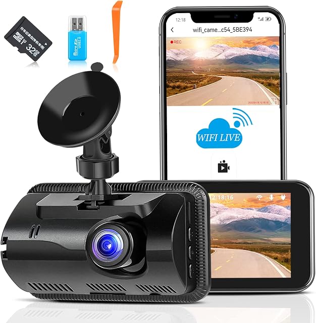 LINGTHIN Dash Cam WiFi&APP Control Full HD 1080P Dashcam with 32G Card, Dash Cam front Wireless Dash Cams for Cars with 3.5 Inch IFS Screen, Loop Recording,Super Night Vision,G-sensor,Parking Monitor