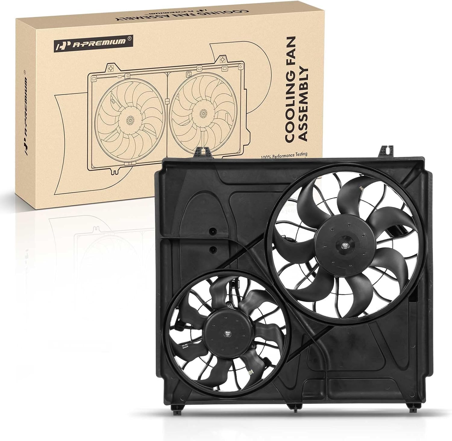 A-Premium Engine Radiator Cooling Fan Assembly Compatible with Select Kia Models - Sorento 2003 2004 2005 2006, 3.5L - Replace# 252313E600, 253803E600