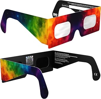 Solar Eclipse Glasses ISO 12312-2 & CE Certified   Safe Solar Viewing for Direct Sun & August 2026 Eclipse | Paper Cardboard Frame, Made in EU | For Kids & Adults
