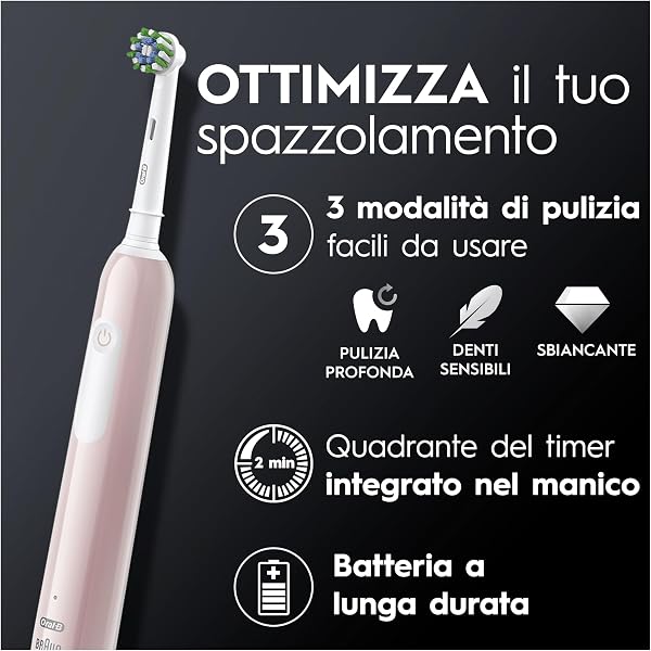 Oral-B Spazzolino Elettrico Ricaricabile Pro Series 1 Rosa con 1 Testina di Ricambio, 1 Custodia da Viaggio, 1 Spazzolino - 4