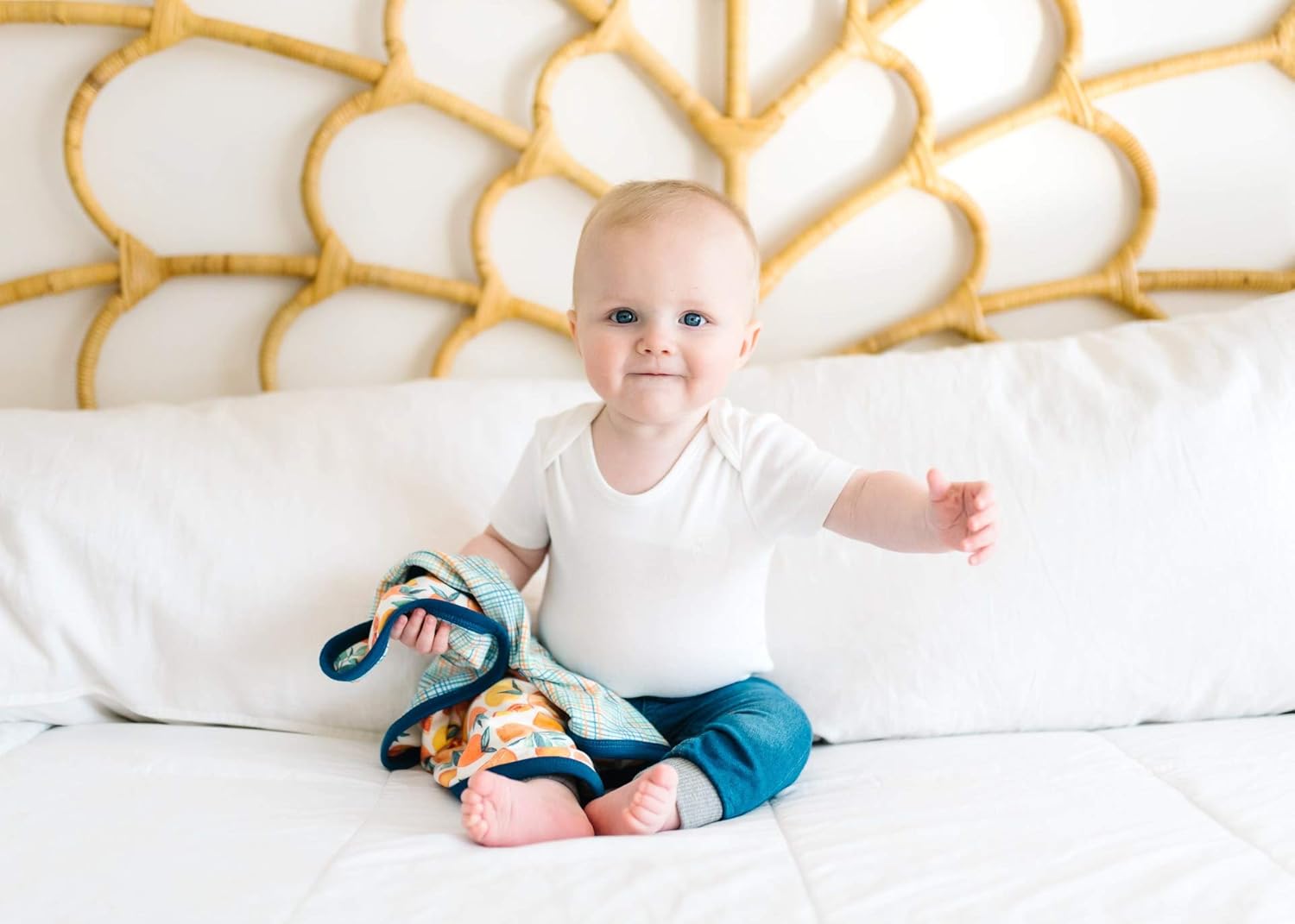 Copper Pearl 3-Layer Knit Security Blanket Set Sized 16" x 16" 2-Pack Citrus