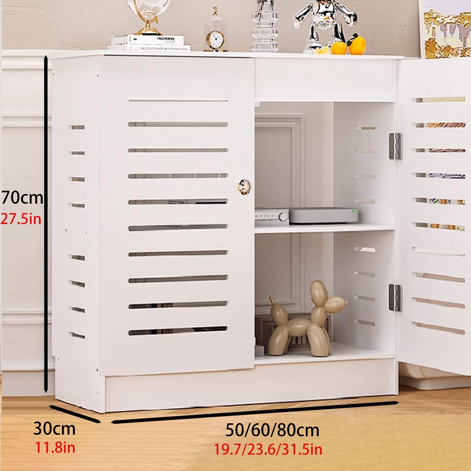Boîtier de Rangement dissimulé pour routeur WiFi, Armoire de Rangement sur Pied en PVC Imitation Bois et Plastique, Cache-Modem, étagères Invisibles à Plusieurs(80x30x70cm/31.5x11.8x27.5in)