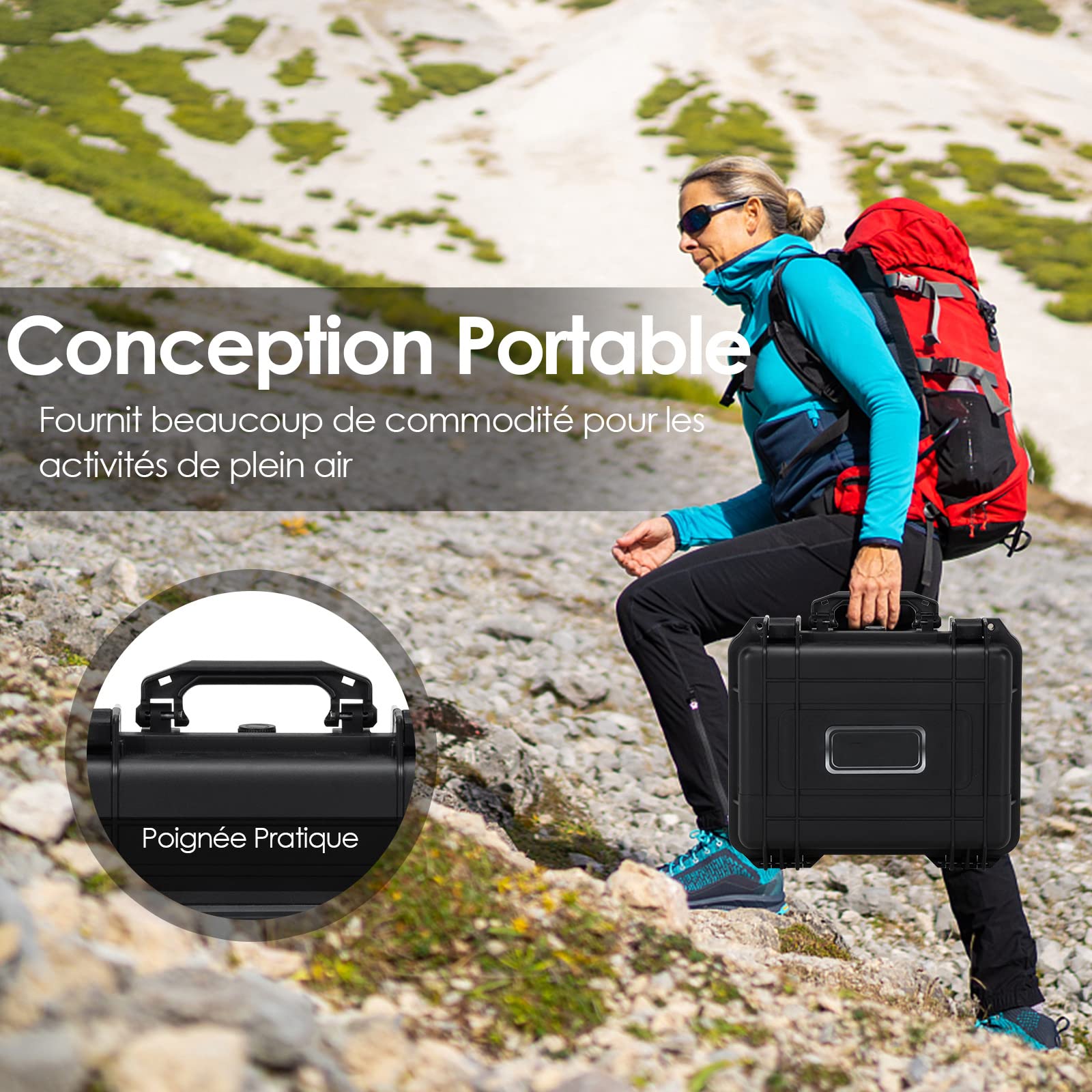 GOPLUS Valise Étanche Appareil Photo Coffret de Protection Universel Caméra, avec Mousse Alvéolée et Loquets à Pression, pour Drone, Appareil Photo (34 x 31 x 16 cm)