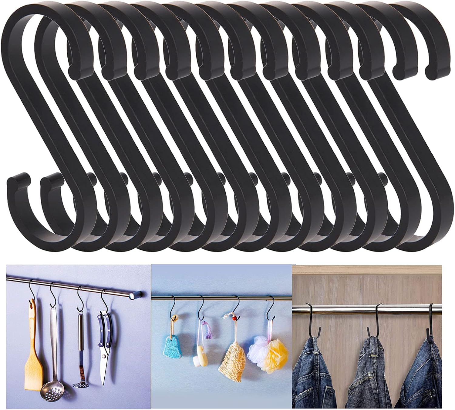 S Hooks Black Aluminum S Shaped Hooks Heavy Duty Metal Hooks Butcher