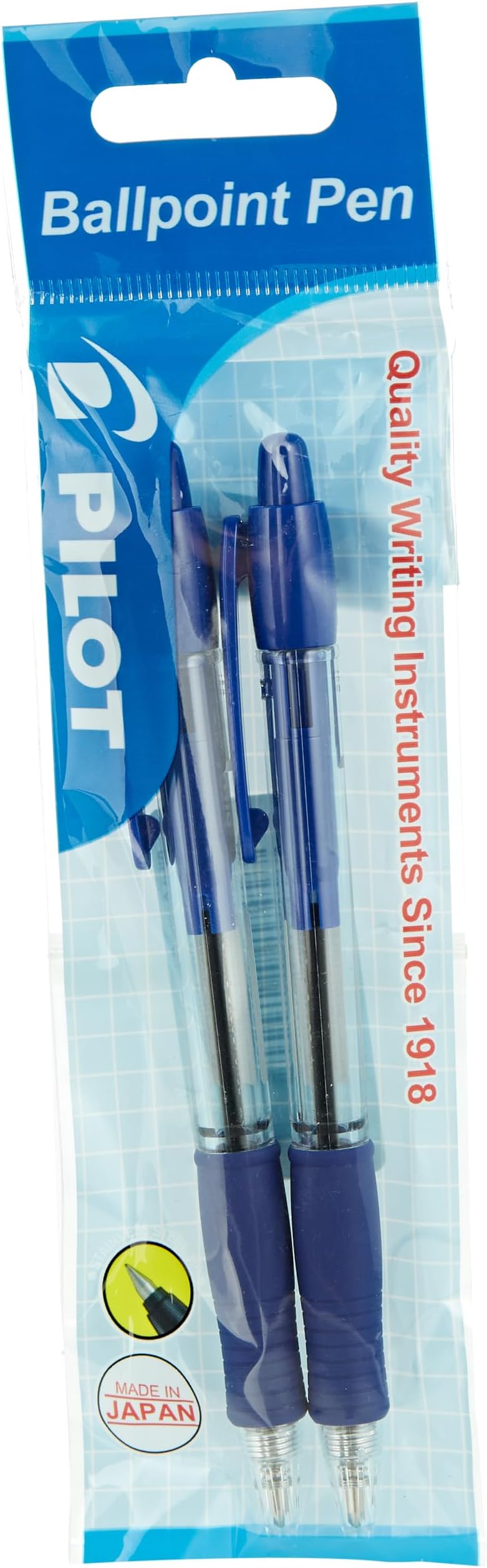 Super Grip Ballpoint Pen 2-Pieces, Blue