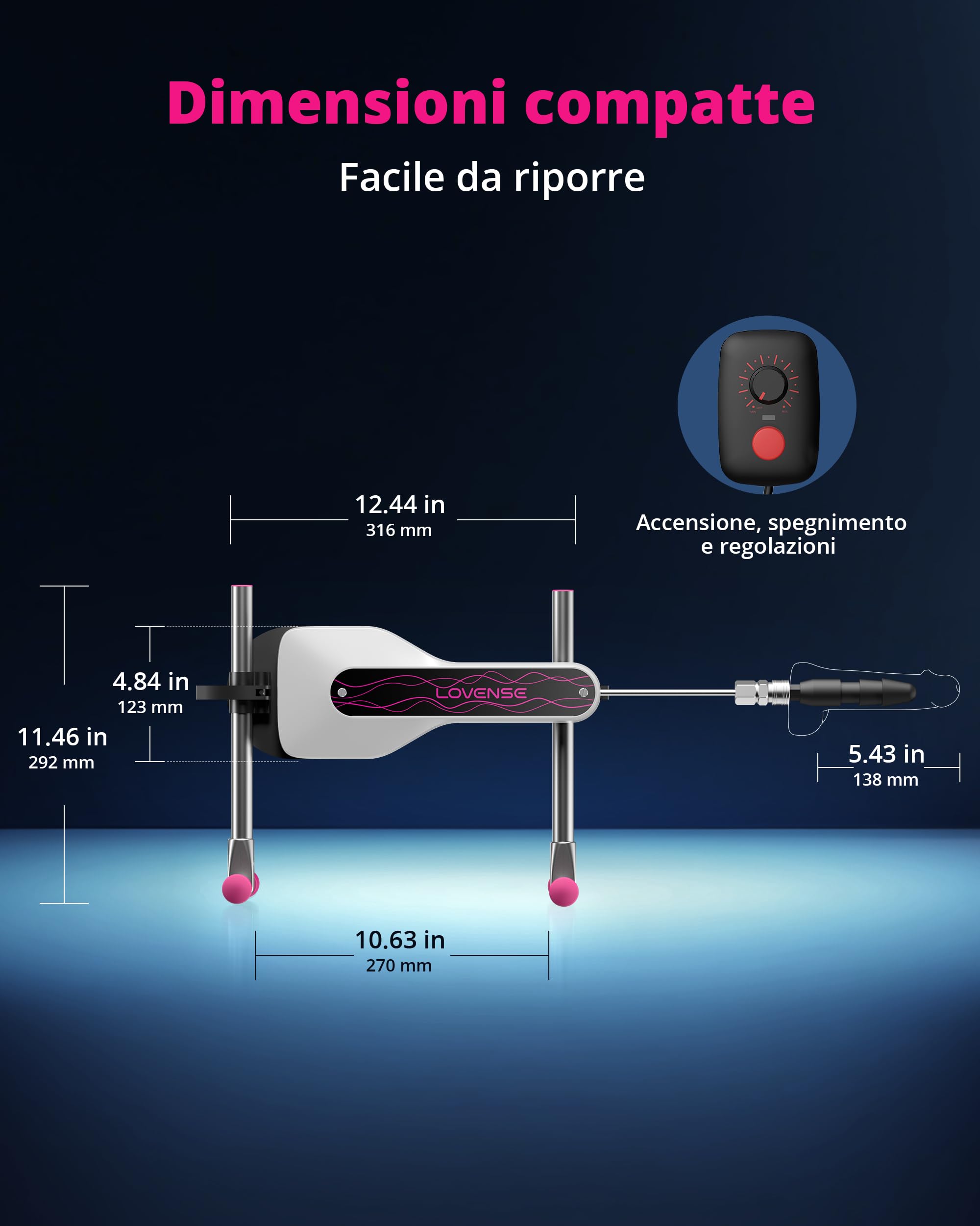 LOVENSE Mini Sex Machine, Sex Toys-Macchine e dispositivi con telecomando, macchina di spinta per donne per stimolazione anale del punto G, giocattoli per adulti con dildo gratuito Confezione discreta