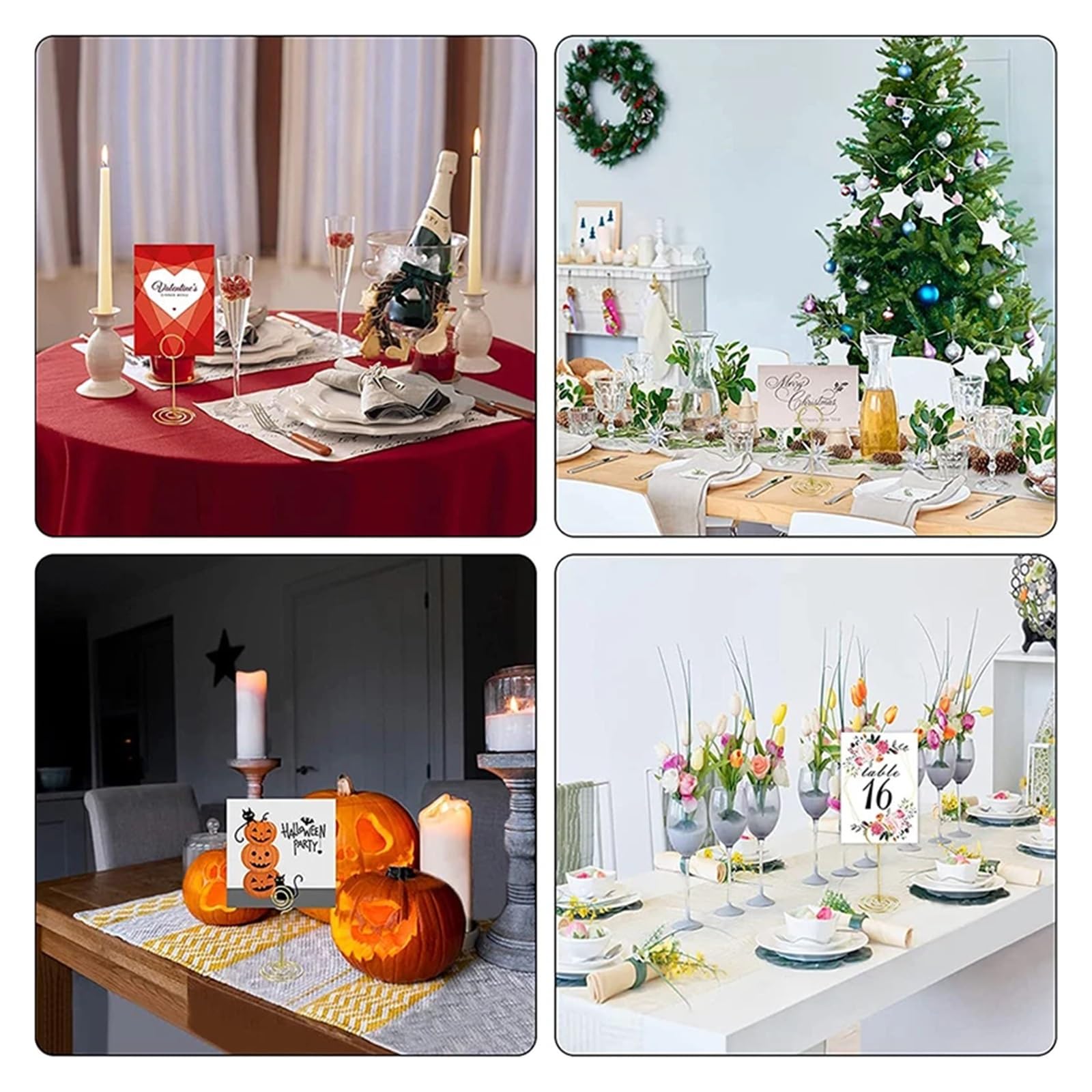 Uchwyty na numery stolików, Table Number Place Card Photo Holders Round Heart Star Shape Multicolor 10 Or 20 Pcs(Heart-Silver,20pcs)