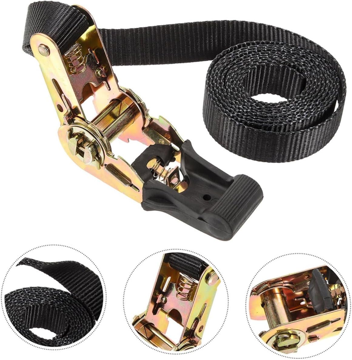 Heavy-Duty Ratchet Cargo Straps Tie-Down Set 3pcs 2.5cm X 2m with Ratcheting Tensioner for Motorcycle Lashing and Automotive Load Securing