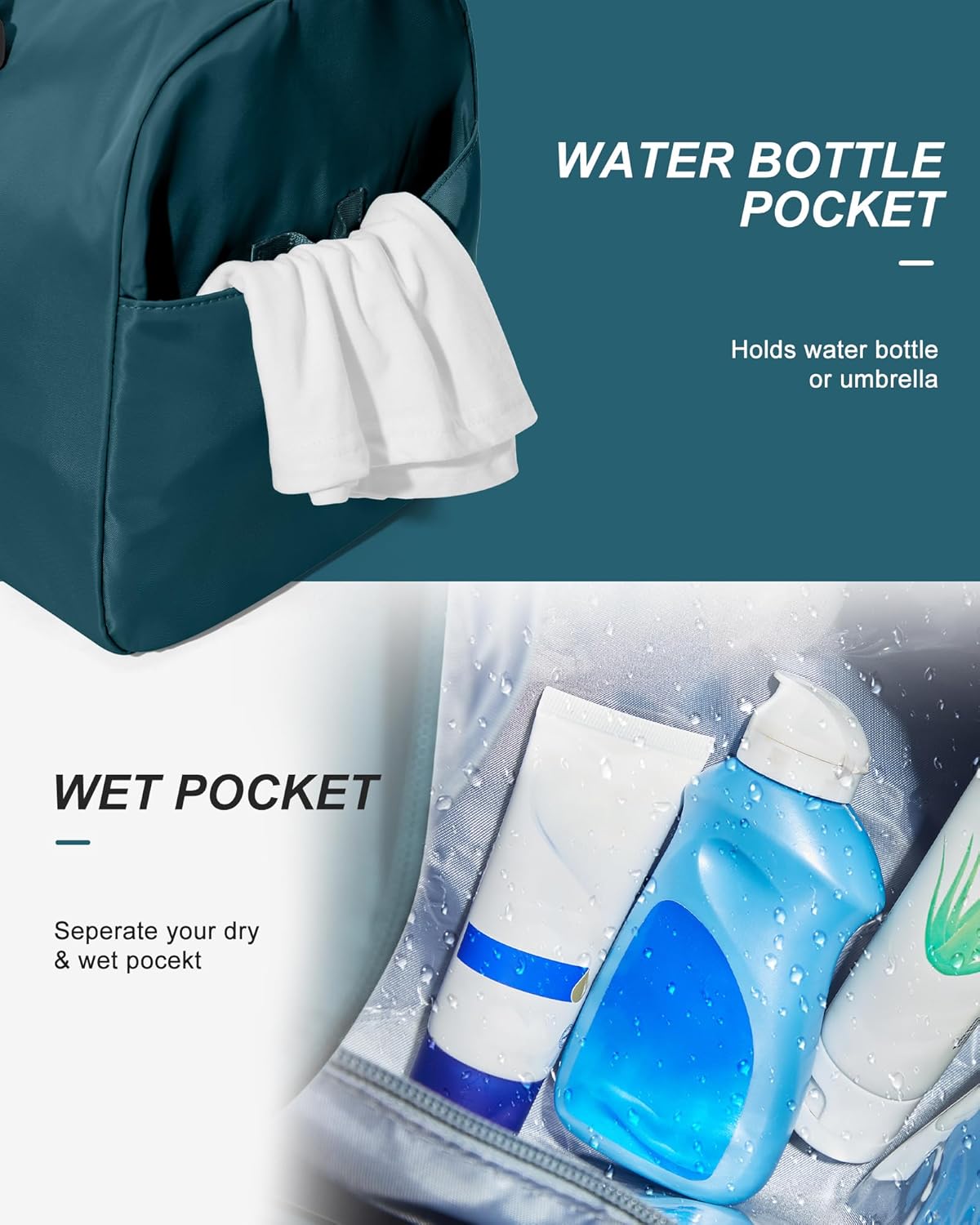 Gym Bag Womens Mens with Shoes Compartment and Wet Pocket Travel Duffel Bag for Women for Plane Sport Gym Tote Bags with Toiletry Bag Waterproof Weekend Overnight Carry on Bag Hospital Holdalls