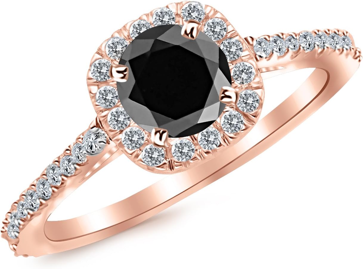 Houston Diamond District 2.35 Carat Gorgeous Classic Cushion Halo Style Diamond Engagement Ring with a 2 Carat Round Cut AAA Quality Black Diamond (Heirloom Quality)