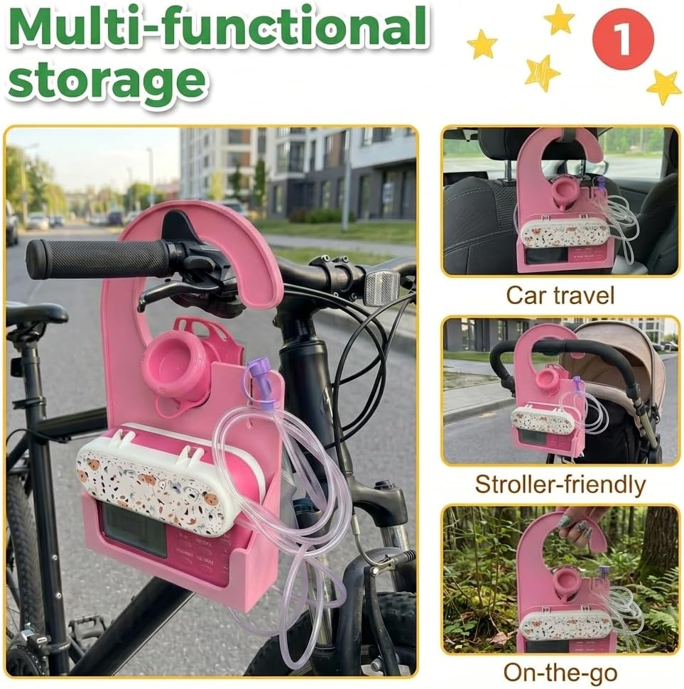 Portable Enteral Feeding Pump Holder Compatible with Infinity, Tool-Free Quick-Release Clamp Bracket for IV Pole and Wheelchair, Travel Tubing Organizer Carrier for Home and On-the-Go
