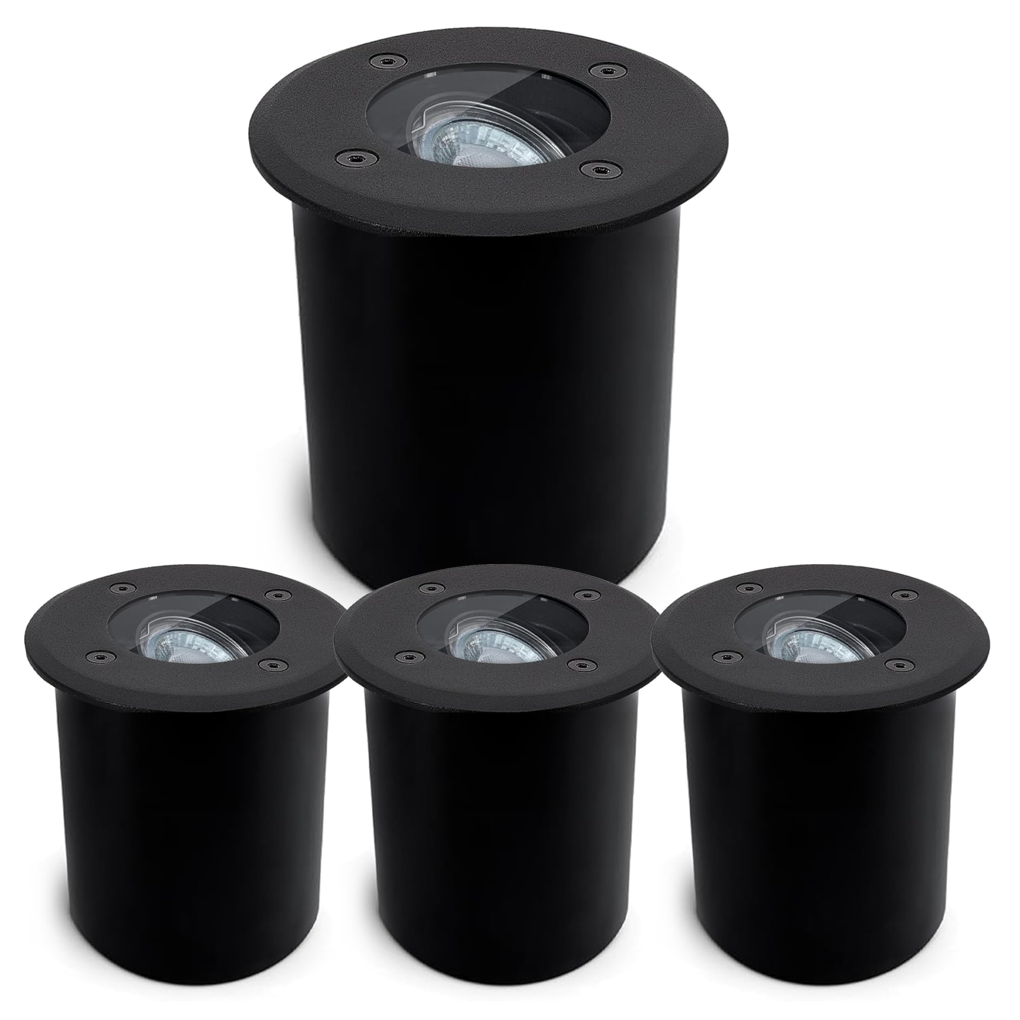 JUAVI spot encastrable rond extérieur IP67 orientable carrossable GU10 noir mat éclairage de sol 230 V