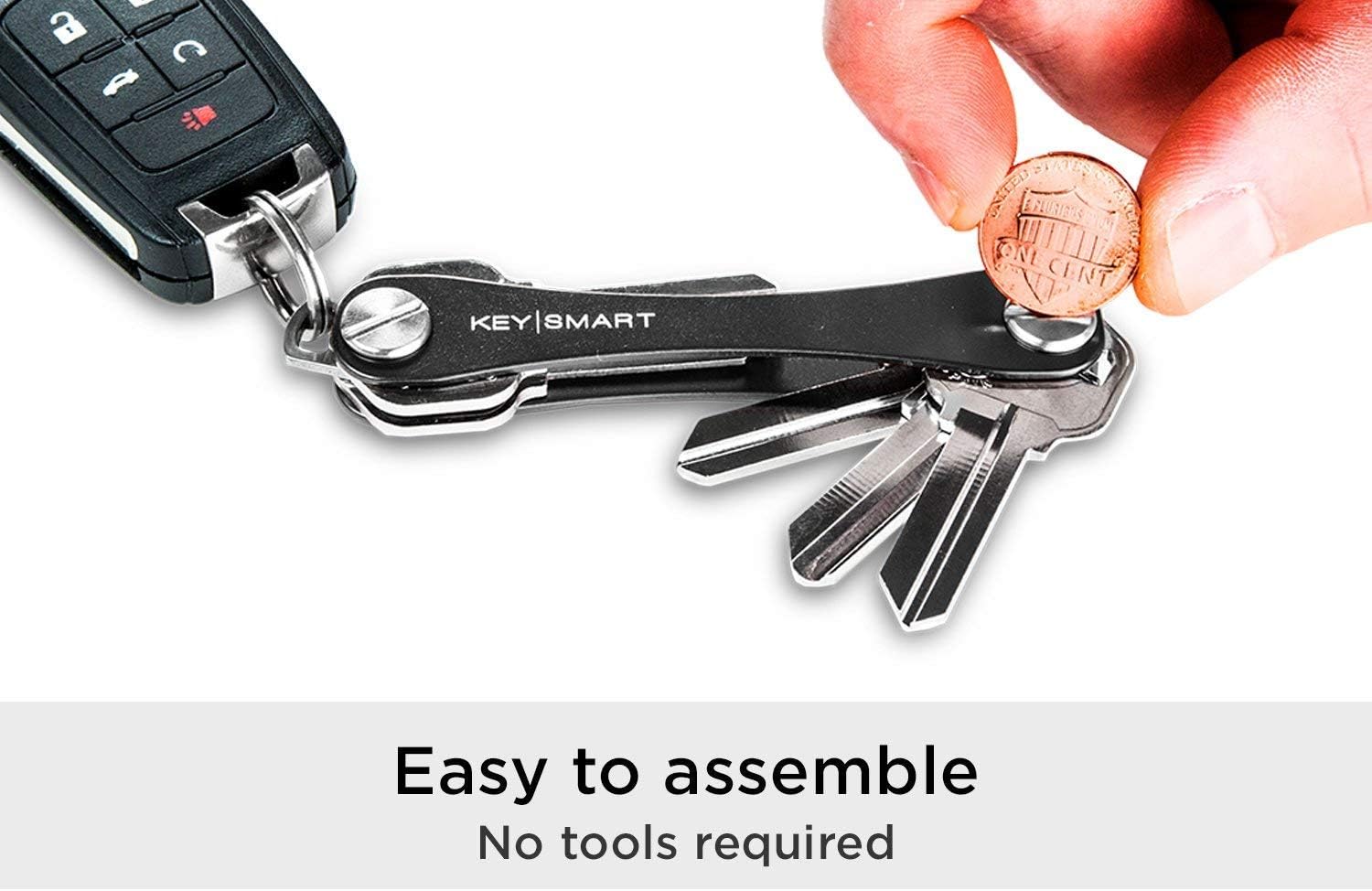 KeySmart Extended - Compact Key Holder and Keychain Organizer (up to 8 Keys, Black)