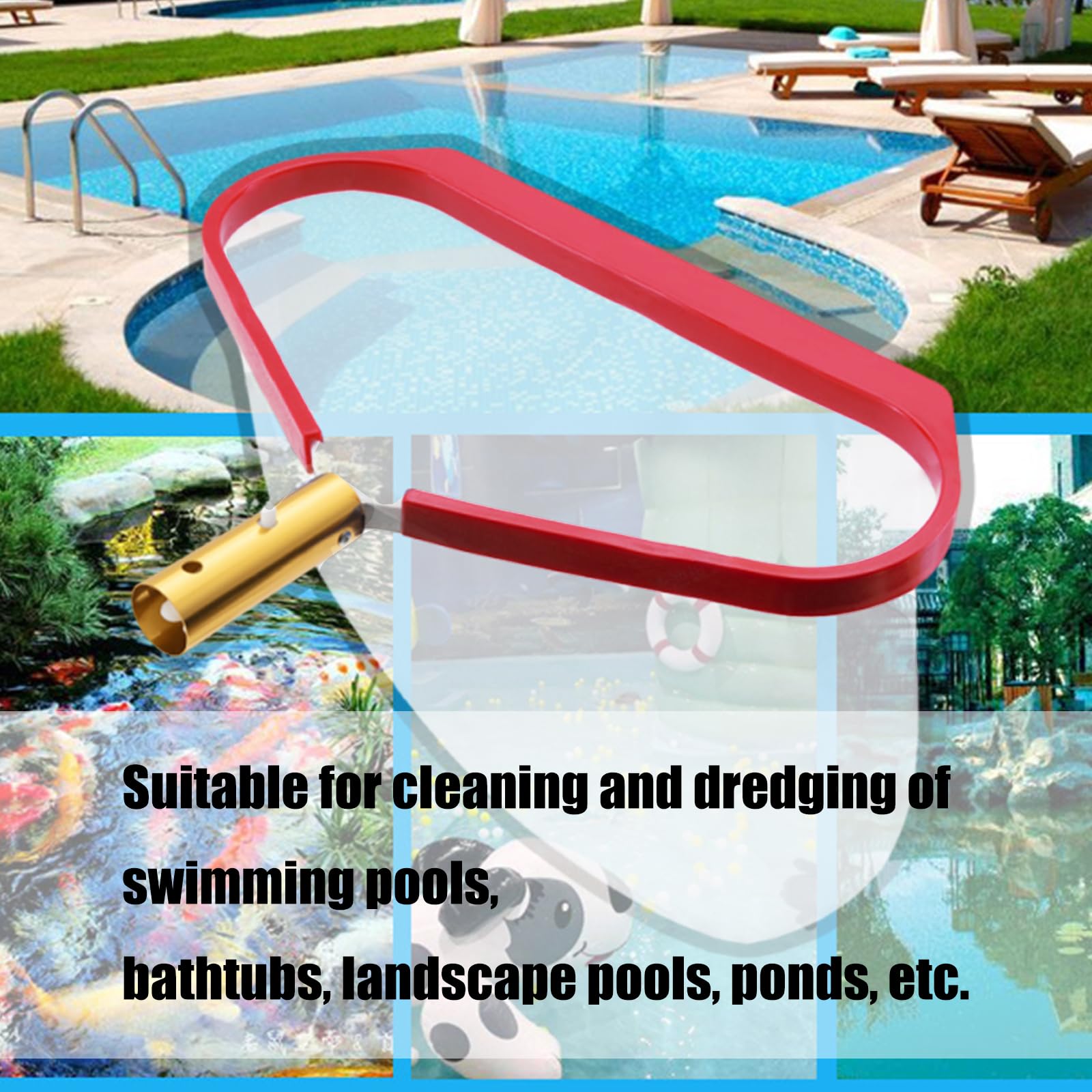 Retino da piscina di alta qualità, resistente, rastrello per foglie per piscine e laghetti, accessori essenziali per il nuoto per una facile rimozione dei detriti