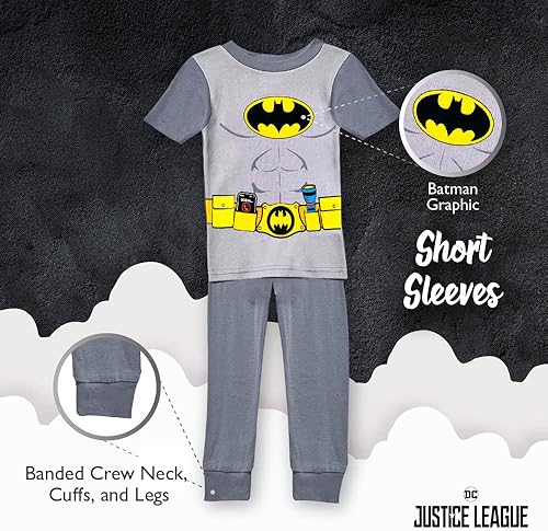 Miniatura 4 de DC Comics Boys' 4-Piece Snug-fit Cotton Pajamas Set
