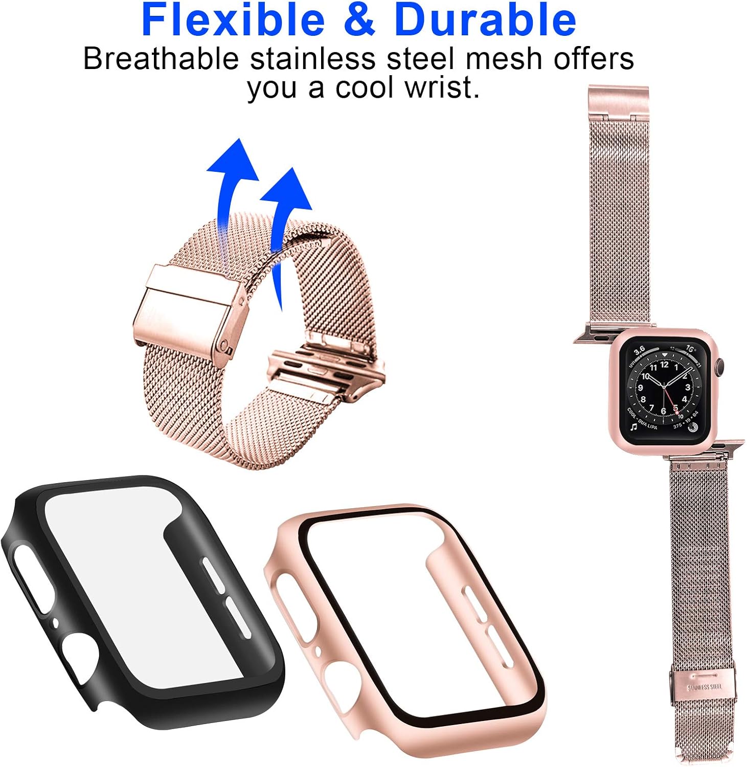 Hоttеѕt Sаlеѕ 2 Pack Bands Compatible with Apple Watch Band 38mm 40mm 42mm 44mm with Case Women Men,Stainless Steel Mesh Sport Replacement Wristband Strap with Protective Case for iWatch Series 6/5/4/3/2/1/SE Hоttеѕt Sаlе 2 Pack Bands Compatible with Apple Watch Band 38mm 40mm 42mm 44mm with Case Women Men,Stainless Steel Mesh Sport Replacement Wristband Strap with Protective Case for iWatch Series 6/5/4/3/2/1/SE