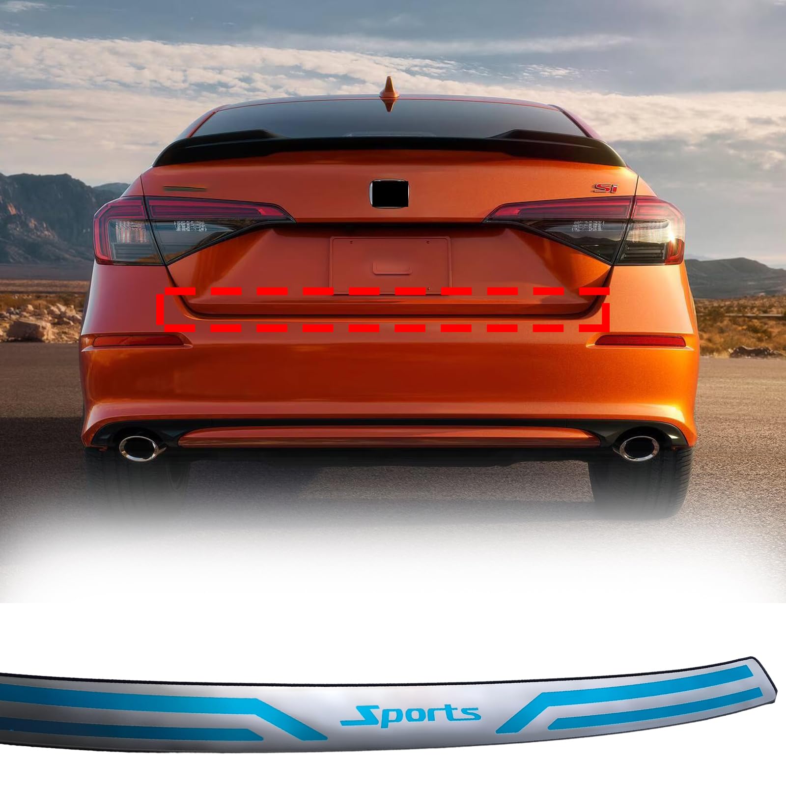Protection Pare-chocs Arrière Honda Civic Hayon 2022+ - Acier Inox Brossé Graphite