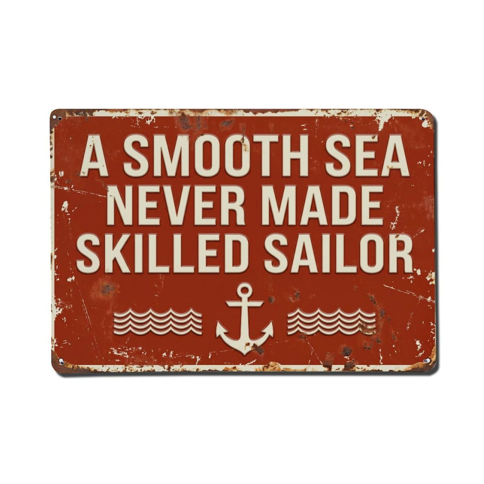 Smooth Sea Sailor Motivation Retro Motivational Slogans 2 Metal Tin Sign Plaque Wall Decor for Cafe, Club Bar, Office, Home Garden Metal Poster 8x12Inch