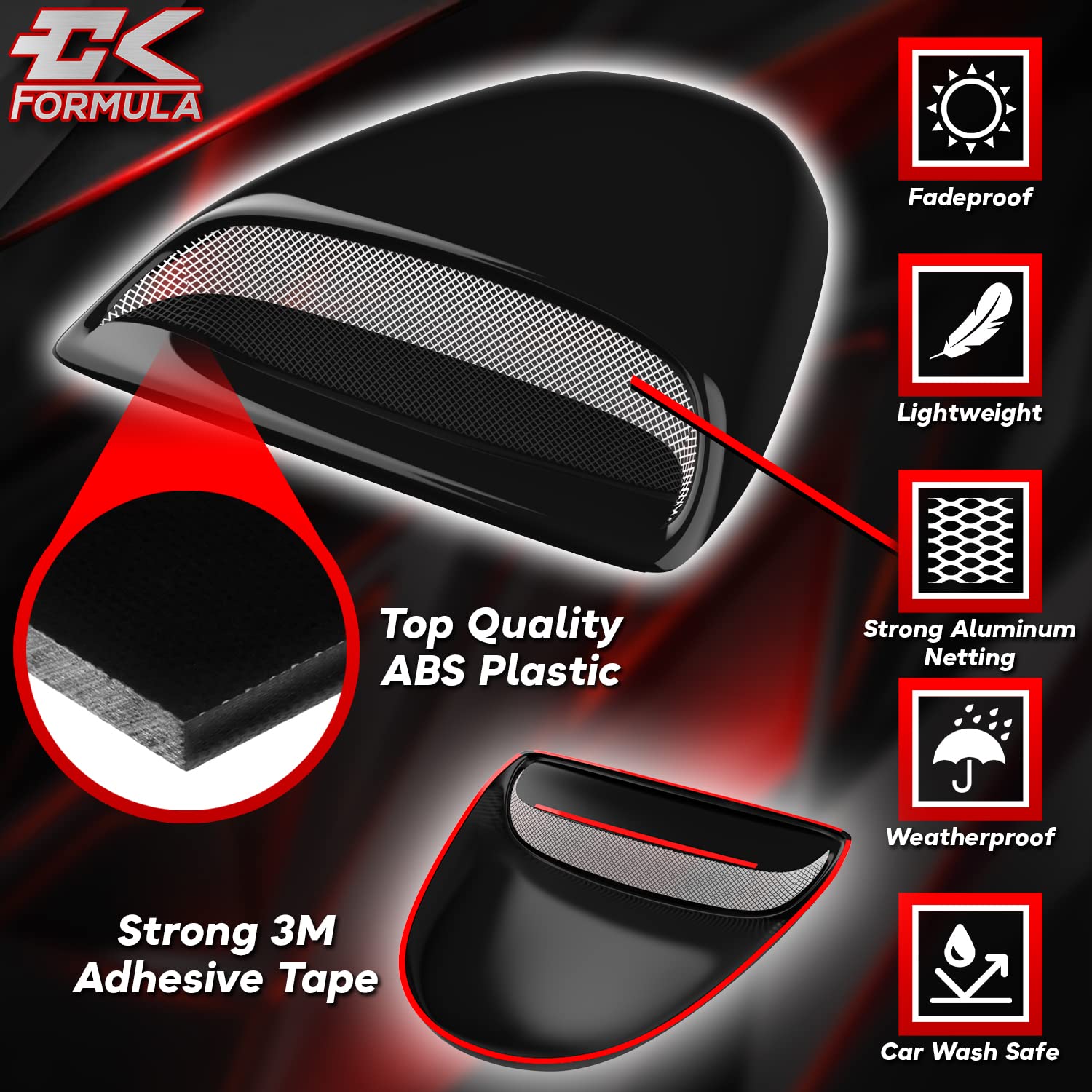 CK Formula Gloss Black Hood Scoop Aerodynamic Air Flow Front Hood