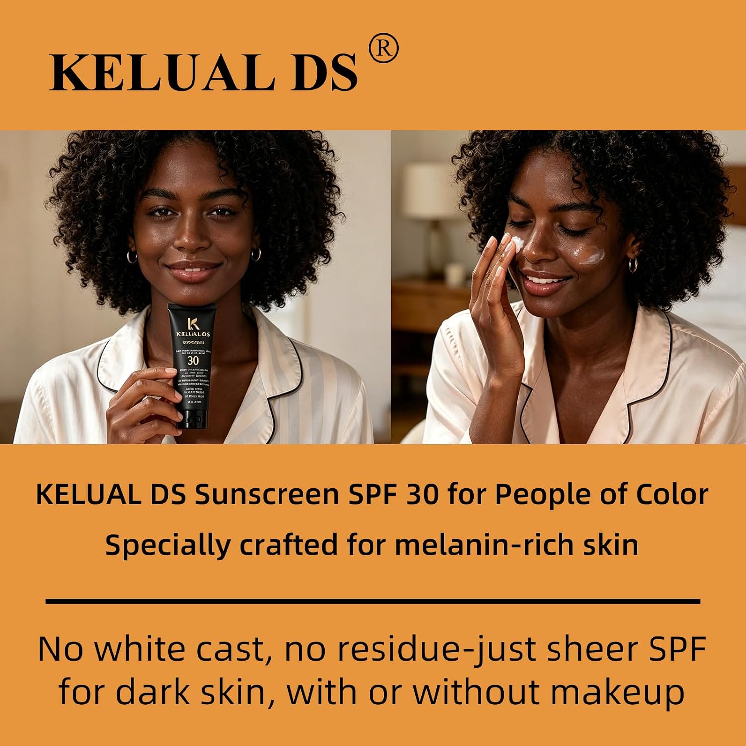 Black People Sunscreen SPF 30 Infused with Natural Ingredients and Formulated for Women of Color,No Synthetic Fragrance and Cruelty Free,Moisturizing Sun Protection,SPF 30-3.01 FL OZ/90ML