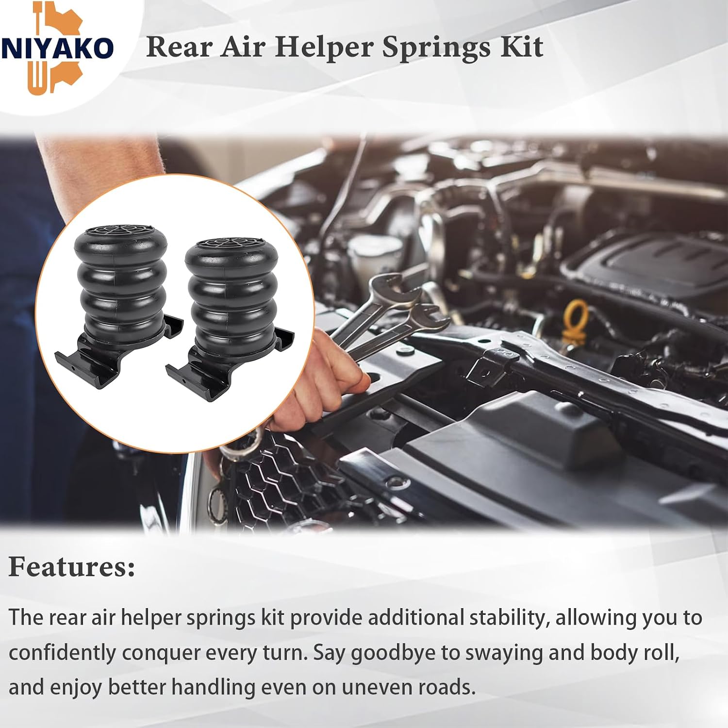 Rear Air Helper Springs Kit Replacement# SSR-612-47 SSR61247 Fit 2016-2023 Tacoma Hilux Frontier Isuzu Dmax 4X2 4X4