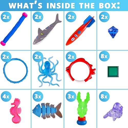 Miniatura 3 de 40 piezas de juguetes de buceo de piscina de verano para niños de 3 a 12 años, divertido juego de natación, juguete de hundimiento, regalos