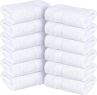 Infinitee Xclusives - 12 Pack 100% Cotton Face Cloths Wash Cloths |30x30 cm| - Ultra Soft & Highly Absorbent Fingertip Towels for Spa, Gym, Hotel & Bathroom |Brilliant White|